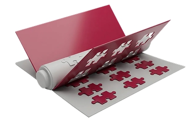 Rotationsstanzen mit Puzzleform aus Klebeband